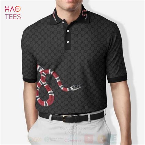 gucci mens all black polo shirt|gucci polo shirt snake collar.